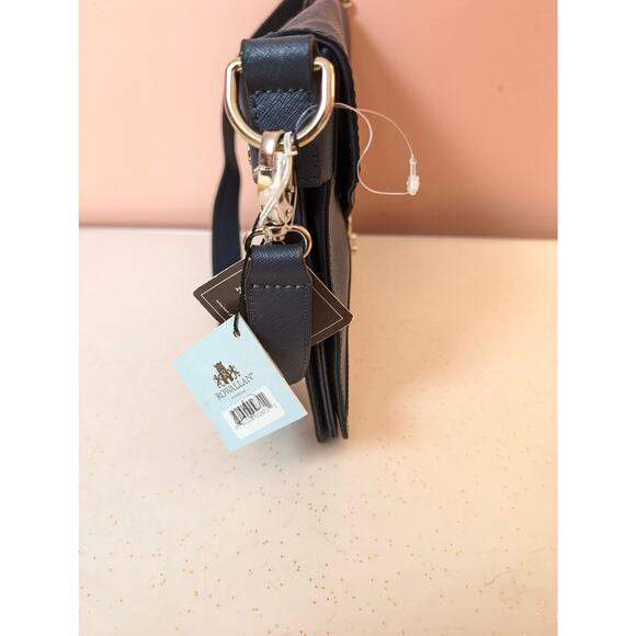 NWT Rowallan of Scotland Addie Shoulder Bag Navy Emerald White Leather Purse - Picture 3 of 12